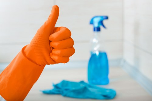 Clean kitchen and bathroom surfaces during a domestic cleaning visit in a TW9 property
